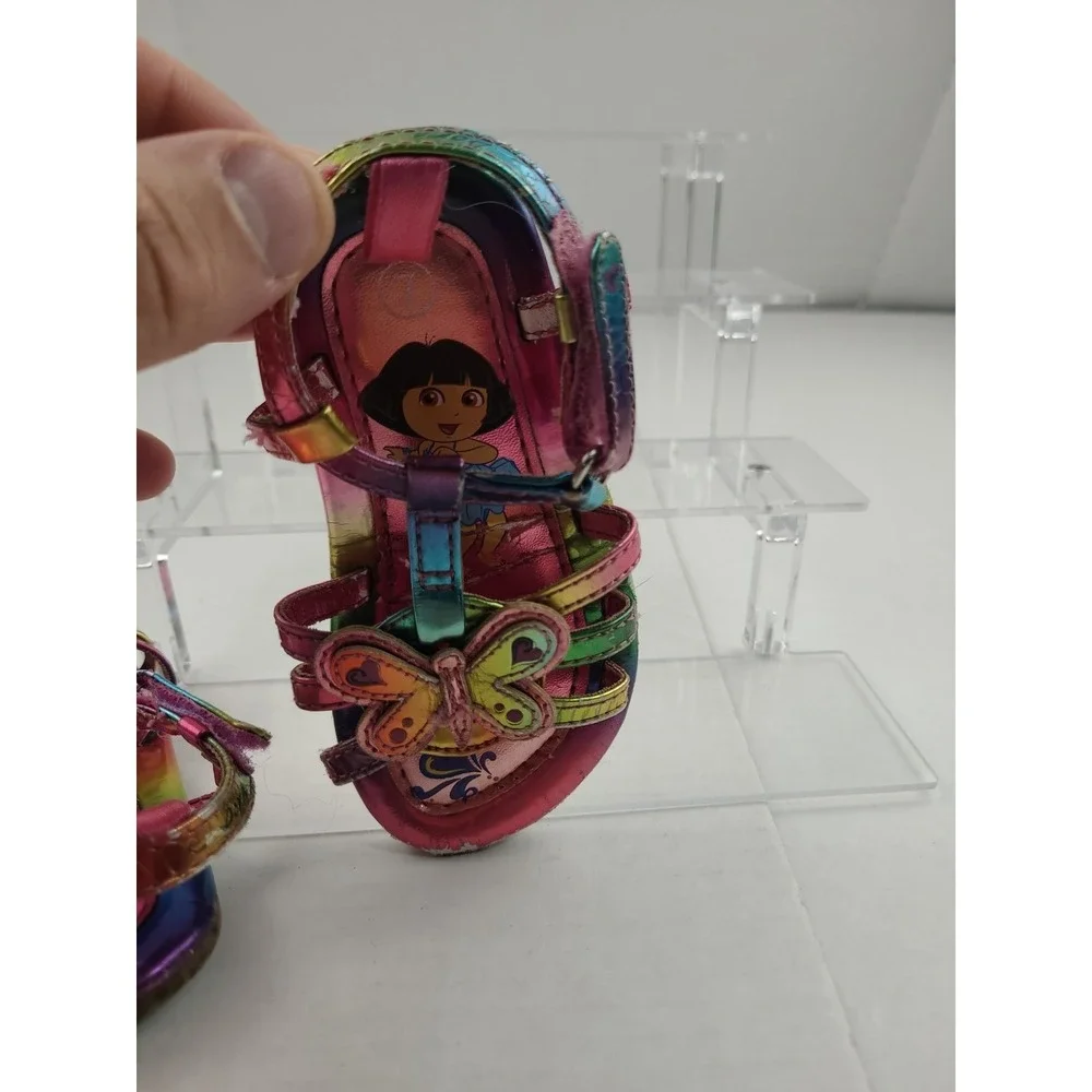 Vintage Dora The Explorer Toddler Girl Shoes Sandal Size‎ 7 Y2K Rainbow Strap - Picture 13 of 16
